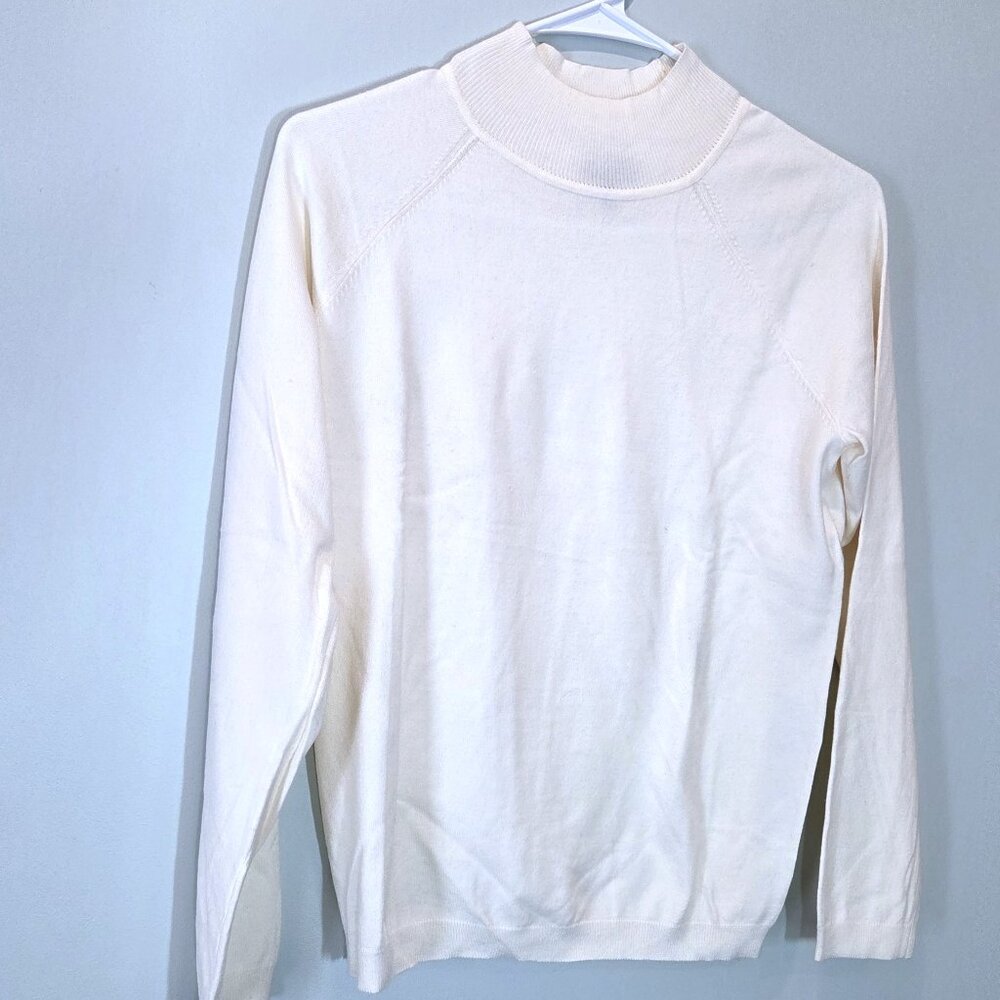 Talbots Mock Turtleneck Cream Sweater Size Mp - image 1